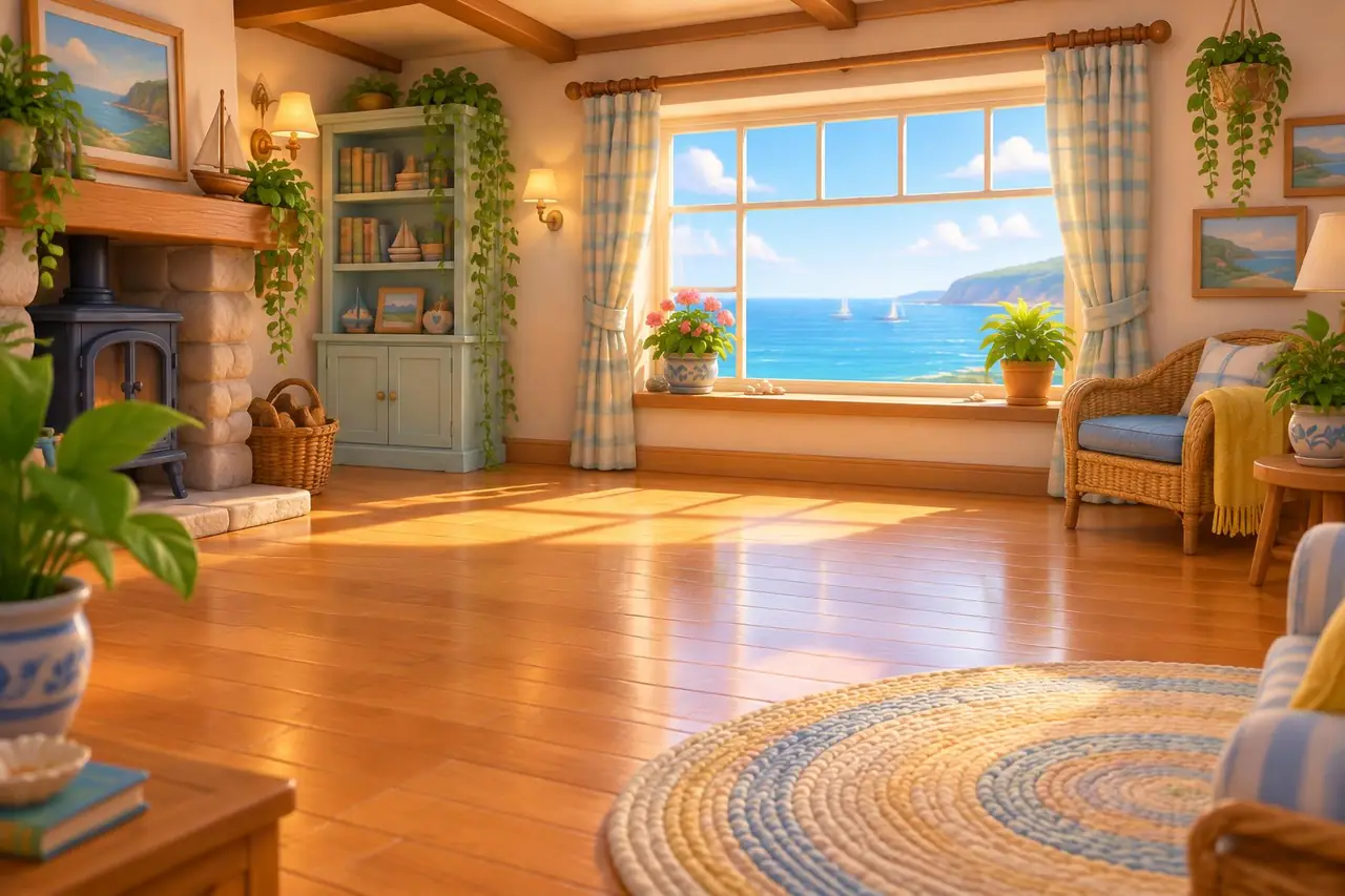A cosy cottage interior with furniture